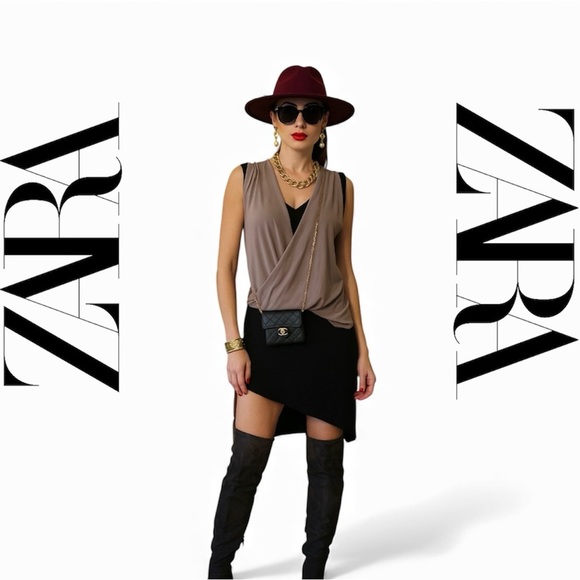 ZARA Unique Stylish Asymmetrical Stretchy and Comfortable Top/Dress - Small - Picture 1 of 7